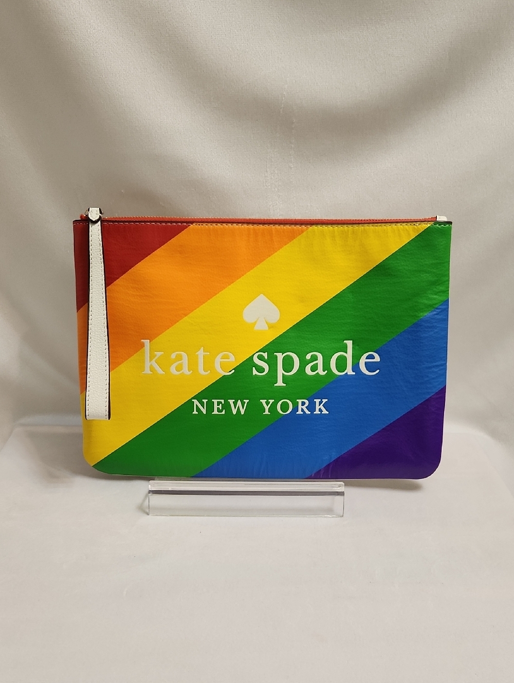 Kate Spade New York Pride Collection Large Zip Rainbow Leather Pouch Wristlet